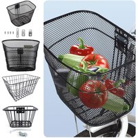 Easy To Install Bicycle Rear Basket Fixed Durable Adjustable Mountain Bike Basket Metal Black/Silver Enlarged Bike Basket