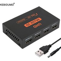 1x4/1x2 HDMI Splitter Converter 1 In 4 Out HDMI-compatible Splitter Amplifier HDCP 4K/1080P Dual Display for HDTV DVD PS3/4 Xbox