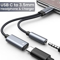 2 In 1 USB C to 3.5mm Headphone And Charger Adapter USB C PD 3.0 Port to Aux Audio Jack With PD Fast Charging Dongle Cable Cord
