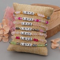 New cross-border European and American Bohemian style bracelet with square letter beads, crystal beads, handmade beaded women's