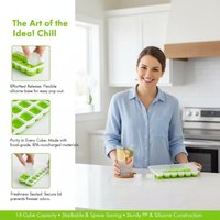 14-Grid Trays Silicone Ice Mold With Removable Lid DIY Homemade Popsicle Mould For Cocktail Freezer Kitchen Bar Tools