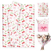 15/35 Sheets Pink Cherry Tissue Paper Fruit Theme Gifts Wrap Decorative Paper for Birthday Wedding Baby Shower DIY Crafts Party