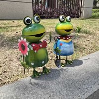Cartoon Frog Figurine Metal Hanging Ornament Waterproof Iron Art Decor for Patio Garden Courtyard Lawn
