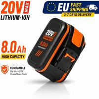 Hochleistungs-Lithium-Ionen-Ersatzakku mit 20V und 8000mAh, kompatibel mit Worx Elektrowerkzeugen WX390 WX176 WX166.4 WX372.1 WX800 WX678 WX550 WX532 WG894E WG629E WG329E. Wiederaufladbarer Akku mit