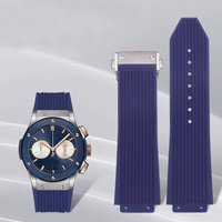 For Hublot BIG BANG Black Blue Silicone Rubber Watch Strap With men Butterfly Buckle Watchband Accessories 26*19mm Free tools