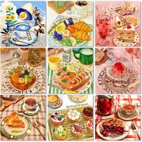 5D DIY Cake Dessert Diamond Painting Food Diamond Embroidery Full Square Round Drill Cross Stitch Set Art Home Decoration Gift