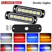 2Pcs 12/24V Strobe Side Marker Warning Light 6LED Daytime Running Light Flash Truck Car LED Tail Lights Police Warning Light Bar