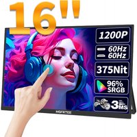 HGFRTEE 16inch Touch Portable Monitor 100%sRGB 350Cd/m² External Second Display For Laptop Screen,Touch/no Touch optional