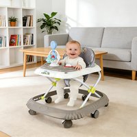 Trotteur Bébé Pliable, Avec Centre De Jeu, Hauteur Réglable, Coussin du Siège Amovible, à Partir de 6 Mois, Gris/Kaki/Noir
