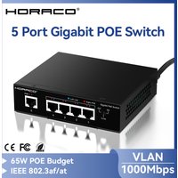 HORACO 5 Port POE Switch Gigabit 1000Mbps Active POE Network Switch for IP Camera,NVR,Surveillance,CCTV,POE Camera