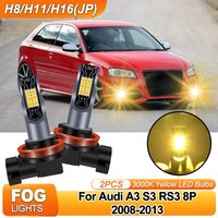 2X H11 LED Front Fog Lamp 3000K Yellow Car Light Bulbs Accessories 12V For Audi A3 S3 RS3 8P 2008 2009 2010 2011 2012 2013