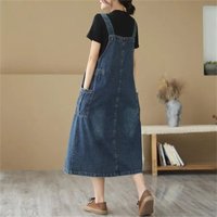 Oversized Women's Denim Camisole Dress 2025 Spring/Summer/Autumn Student Sleeveless Jeans Dresses Female Long Casual Overalls