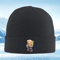 Bear backpack outfit cartoon style clothing Men Women Unisex Knitted Hat Beanie Pullover Cap Winter Thermal Warm Christmas Outdo