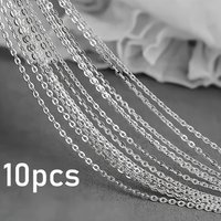 10 Pcs Set Silver Thin Cable Blank Chains 316L Stainless Steel DIY Pendant Base Necklace Handmade Jewelry Accessories Wholesale