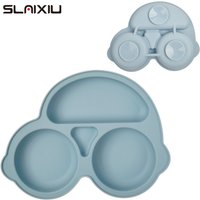 Baby Silikon Essplatte Kinder Fütterung Platte Sauger Schüssel Solide auto Gesicht Kinder Gerichte Kleinkind Training Geschirr BPA FREI