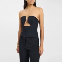 Elegant Lady Sleeveless Off Shoulder 2 Piece Set Sexy Hollow Out Strapless Vest And Pants Sets Summer Black Slim Commute Outfits