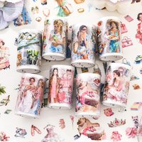 Mr.Paper 4 Rolls/Box PET Tape Set, 65mm x 2m Pre-Cut Design Decorative Washi Tape for Journal Scrapbooking, DIY Craft Supplies