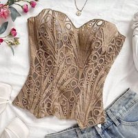 Hollow Flower Lace Fishbone Shapewear Shapers Sleeveless Underwear for Women Slim Fit Tummy Control Lace-up Corset Streetwear