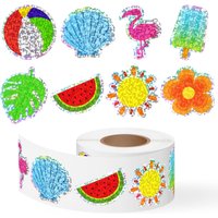 500Pcs Summer Stickers Roll Holographic Laser Hawaiian Tropical Luau Beach Decals Seasonal Holiday Party Favors DIY Crafts