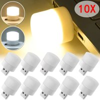 20pcs Mini USB Night Light Warm White Eye Protection Book Reading Light USB Plug Computer Mobile Power Charging LED Night Light