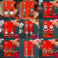 Christmas Drop Earrings For Women Shiny Rhinestone Santa Claus Xmas Tree Snowman Elk Snowflake Long Tassel Dangle Earring Gifts