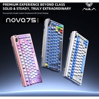 Nieuw AULA NOVA75 Draadloos Mechanisch Toetsenbord 75% Drie Modi Hot Swap Aangepast Smart Screen met Knop Gaming Kantoor PC E-sport Cadeau