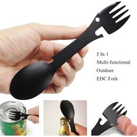 Outdoor Survival Tools 5 in 1 Camping Multi-functional EDC Kit Practical Fork Knife Spoon Bottle/Can Opener camping multitool