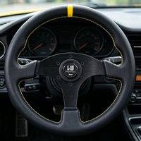 LW 330mm Flat Style Leather Racing Sport Steering Wheel