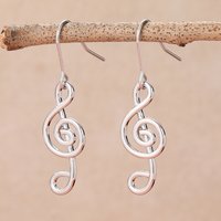 Creative Silver Plated Romantic Music Note Drop Earrings For Women Personality Cute Daily Earrings Fashion Party Wedding Jewelry