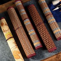 High Quality Bamboo Painting Brushes Holder Large Capacity Chinese Style Calligraphy Pen Curtain Roll Up Pouch Students