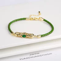 4 Color Fashion Crystal Dragon Column Leather Braided Adjustable Bracelet Classic for Woman Birthday Wrist Jewelry Couple Gift