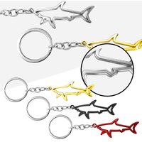 Personalized Car Keychain Alloy Keyring Hollow Fish Shark Emblem Key Chain Pendant Decoration Accessories