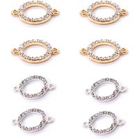 10pcs Rhinestones Medal Alloy Connector Pendants for DIY Necklace Bracelet Crafts Jewelry Making Supplies