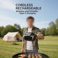 Electric Grill Brush With 3 Replaceable Head For BBQ Grates Automatic Rotating Cleaning Brush 2-Speed Cleaner Camping Tools