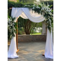 Outdoor Wedding Arch Decorative Veil Party Decoration Background Decoration Festive White Veil Site Specific Setup