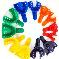 12pcs Disposable Dental Impression Trays Plastic Colorful Teeth Holder for Adult & Child Dentist Materials