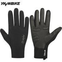 YKYWBIKE Fahrradhandschuhe Vollfinger 0-15 ° C Wasserdichte Winterwärme Fleece stoßdämpfende Touchscreen Rennradhandschuhe MTB