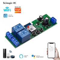 Works With Tuya Smartlife Relay Module Home Automation 2CH DC 7-32V AC 110V 220V RF 433Mhz Remote Control Light Switch Alexa