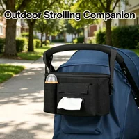 Multifunctional Hanging Stroller Storage Bag Large Capacity Diaper Bag One Shoulder Mommy Outdoor Bag Black Gray Baby Care Bag