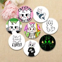 Cute Cartoon Animals Pins Boykisser Silly Cat Funny Meme Brooches Round Creative Badge Backpack Accessories Jewelry Gifts