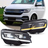 VLAND LED Dual Beam Projector Headlights Black Fit 2019-2024 VW Transporter T6.1 Facelift Headlamps