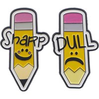 Sharp and Dull Pencil Enamel Pins Metal Brooch Backpack Hat Bag Collar Badges Men Women Fashion Jewelry Collection Gift 2pcs/set