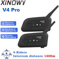 XiNOWy V4 PRO Motorcycle Helmet Headset Support 4 Person Riding Interphone Distance 800-1200 Meters Bluetooth Intercom image 4