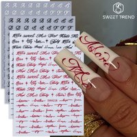 4pcs English Letter Nail Stickers Gothic Style Y2K Cool Design Roman Letter Alphabet Adhesive Nail Decal DIY Manicure Decoration
