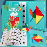 Wooden Jigsaw Magnetic Tangram Puzzle Book Educational Toys For Children Baby Kid Portable Montessori Learning Intelligence