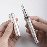Hongdian 100 Piston Fountain Pen Iridium EF/F/M/Long Knife Nib , Beautiful Metal Engraving Large Writing Gift Pen