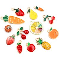 10pcs/lot Fruit Enamel Metal Charms Apple Orange Carrot Pendant for DIY Necklace Bracelet Jewelry Making Findings Supplies