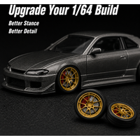 X-Scale 1/64 Model Car Rubber Tires, Dynamic Bearing Wheels with Brake Discs, Professional Accessories for Car Enthusiasts