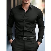 2025 männer Hemd Marke Neue Einfarbig Langarm Smart Casual Vier Saison Elastische Männliche Business Shirts