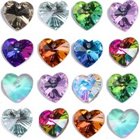 8pcs 14mm Heart Shape Austrian Crystal Pendants Multicolor Faceted Crystal Charms for Jewelry Making DIY Gift Necklace Earrings